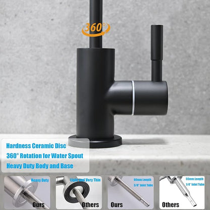 Havin Bar Sink Faucet, RO Water Filter Tap, Drinking Water Faucet fits Most Water Filtration System, Kitchen Reverse Osmosis Faucet, Beverage Dispenser, Lead-Free Stainless Steel (Matte Black)