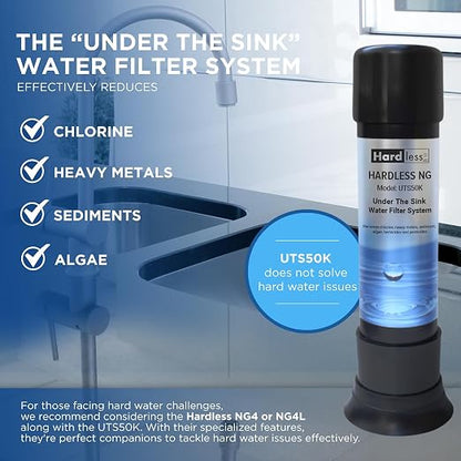 Hardless NG4L Whole House Water Filter & Under The Sink Water Filter - Salt-Free Softening, Comes w/ 3/4" Inlet/Outlet, Maintains Essential Minerals, Reduces Chlorine & Sediment, Easy Installation