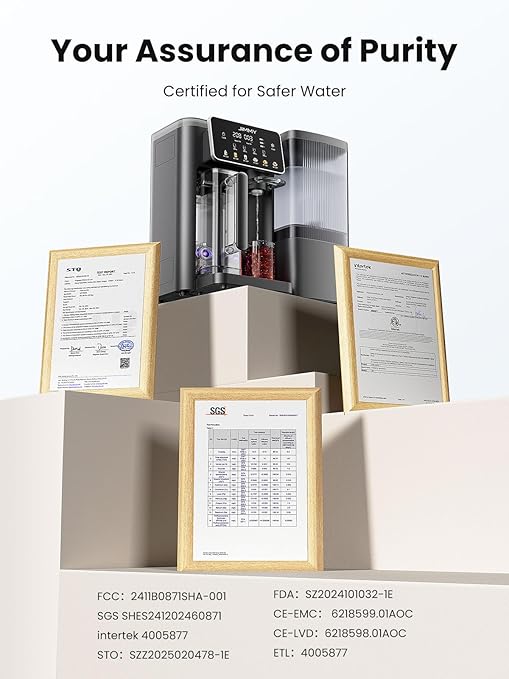 JIMMY R9 Pro Countertop Reverse Osmosis Water Filterr,7 Stage Purification with UV, Instant Hot & Cold Portable Water Purifier with 2X 1L Removable Pitchers,No Installation,for Baby Formula
