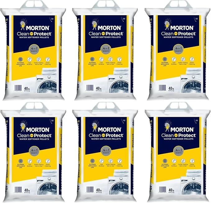 40lb Bags, Morton Clean and Protect Water Softener Salt Pellets (Pack of 6)
