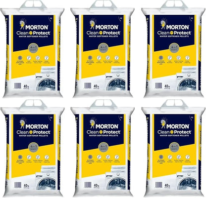 40lb Bags, Morton Clean and Protect Water Softener Salt Pellets (Pack of 6)