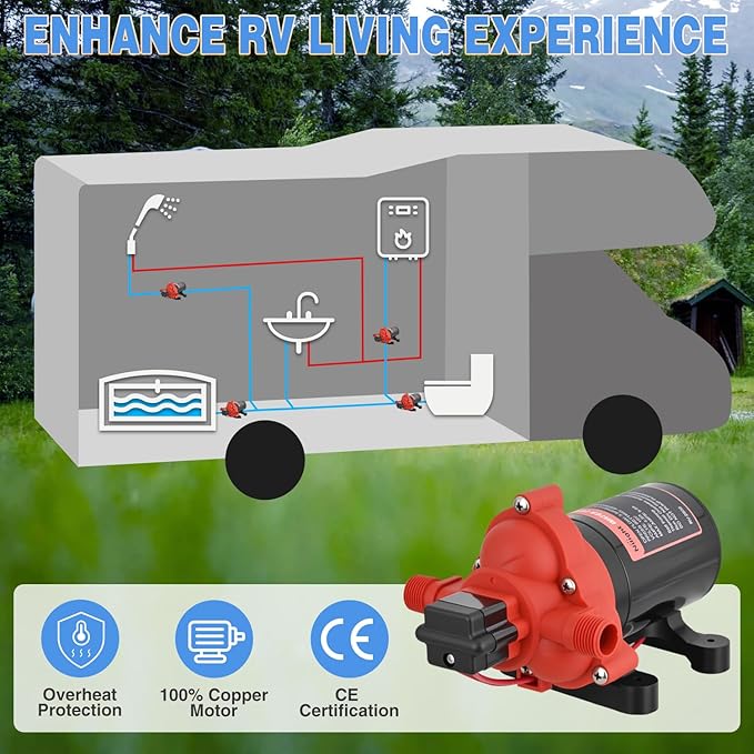Nilight RV Water Pump, 12v Water Pump 3.5 GPM 45 PSI with Pressure Switch and Strainer Heavy Duty Diaphragm Pump 12 Volt DC Upgrade Self-Priming Low Noice for RV Marine Yacht Caravan Camper Trailer