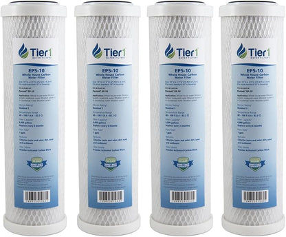Tier1 5 Micron 10 x 2.5 Water Filter | Whole House Carbon Block Filter Replacement Cartridge | Compatible with Pentek EP-10, 42-34373, 155531-43, CB-25-1005, MAXETW-975 | 2.5 x 10 Water Filter (4pk)