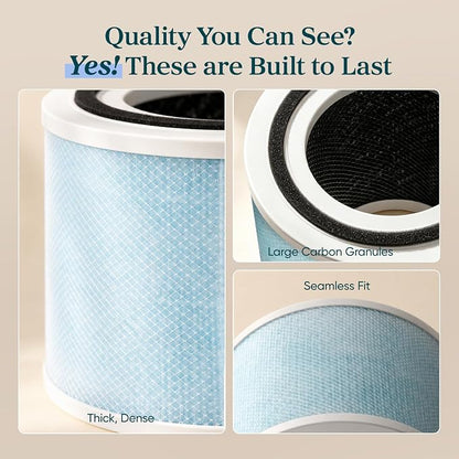 LEVOIT Core 300-P Replacement Filter for Air Purifier Smoke Remover, Genuine Core300S-P Filters, Supports HEPA Sleep Mode, High-Efficiency Activated Carbon, Core 300-RF-SR, 1 Pack, Blue