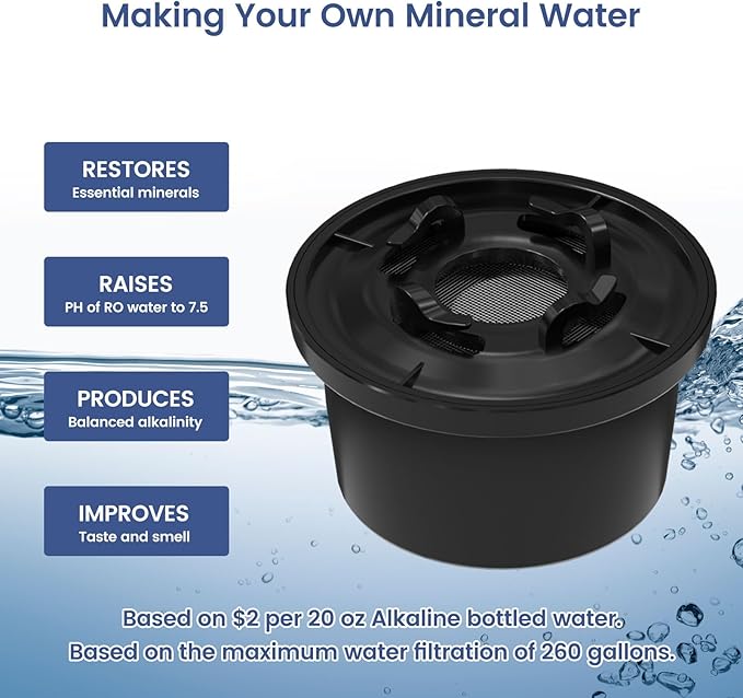 RO100ROPOT Remineralization Water Filters Replacement, Compatible with Bluevua RO100ROPOT and RO100ROPOT(UV) Systems, Alkaline for Reverse Osmosis Filter, Remineralize and Increase pH, Pack of 2