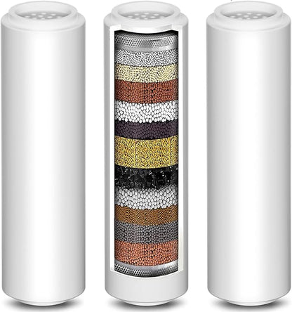 Replacement Shower Filter 3 Pack, Only Fit for Rexsoul Filtered Shower Head | 15 Stage Filter for Hard Water Remove Chlorine and Harmful Substances