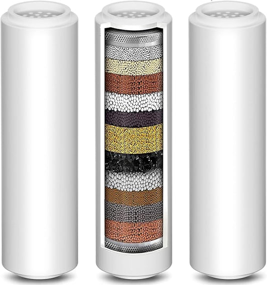 Replacement Shower Filter 3 Pack, Only Fit for Rexsoul Filtered Shower Head | 15 Stage Filter for Hard Water Remove Chlorine and Harmful Substances