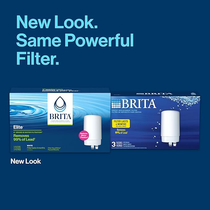 Brita Replacement Water Filter for Faucet Mount, Removes 99% of Lead, Sink Filtration System, White, 3 Count (Pack of 4)
