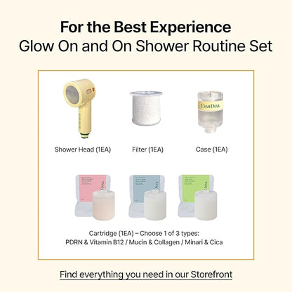 Glow On and On Mucin & Collagen Shower Cartridge – Vitamin C Filter Refill for Smooth, Hydrated Skin – Fragrance-Free, Easy to Replace, Stocking Stuffer Skincare Gift