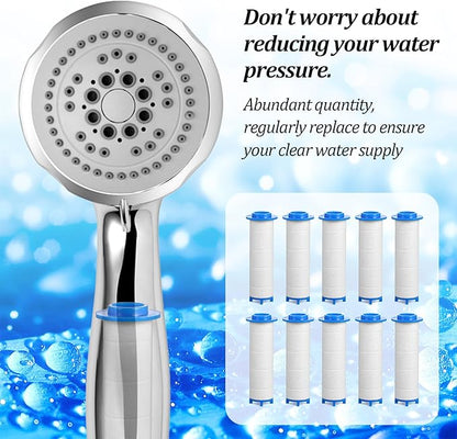 10PCS Shower Head Filters, 2.76x0.95in Showerhead Filters PP Cotton Replacement Cartridge for Various Specifications of Shower Heads