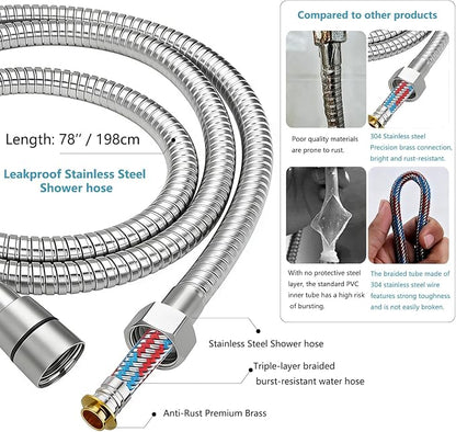 High Pressure Filtered Shower Head with Handheld for Hard Water | Ion Shower Head with 12 Replaceable Water Softener Filters,78" Anti-Burst Hose,Adjustable Bracket,4 Spray Modes,ON/OFF Switch