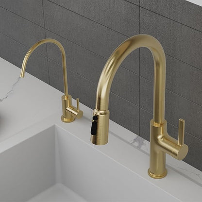 Karran Kestrel Single-Handle Filtered Water Faucet in Bronze 100% Lead-Free Brass, RO/Filtration System Ready, 360° High-Arc Spout, Spot-Free Finish Beverage Faucet (Spot Free Champagne Bronze)