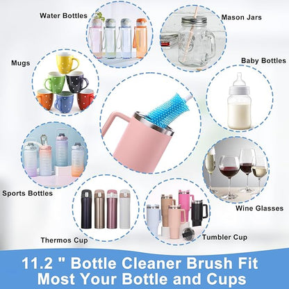 XANGNIER 5 Pcs Water Bottle Cleaner Brush Set for Hydrojug 20 oz/32 oz/40 oz Cup,Multifunctional Bottle Brush and Long Straw Cleaner Brush,Cleaning Kit for Owala/Stanley/Yeti Tumbler Cup Accessories