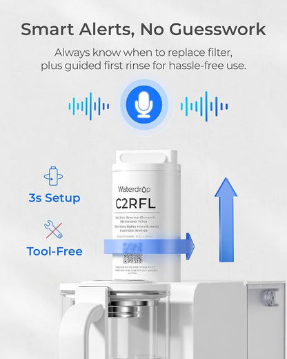 Waterdrop C2RFL Filter, Replacement for C2SL RO System, 1-Year Lifetime | Alkaline Mineral Filter, NSF/ANSI 372 Certified, Balanced Water Quality, Easy Replacement, Long lifespan