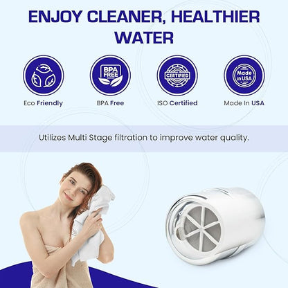 Crystal Quest Shower Filter, Shower Head Filter for Hard Water, Shower Water Filter Removes Chlorine, Chloramines & VOCs, Filter Shower Head, Improves Skin & Hair, Long-Lasting - ISO Certified, Chrome