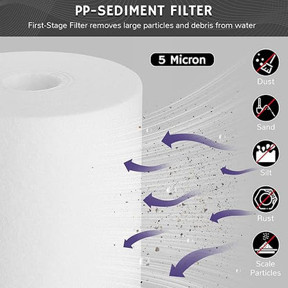 Airthereal Whole House Water Filter Housing, 10" x 4.5" Sediment Carbon Cartridge Universal Housing, Pre-Filtration System for Well and City Water with 1" NPT Port and Include 1-Pack PP Filter