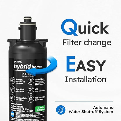 Pureal PPF-1700 Under Sink Water Filter Replacement Cartridge, 17 Inch | NSF/ANSI 42 & 372 Certified. Reduces PFAS, Lead, Chlorine & Odor. 20,000-Gallon Capacity. Long-Lasting Filter. Made in Korea.