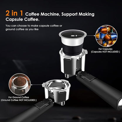 COWSAR Commercial Espresso Machine 20 Bar, Compact Espresso Maker with Milk Frother Steam Wand, Expresso Coffee Machines with 45 OZ Removable Water Tank for Cappuccino, Latte, Home