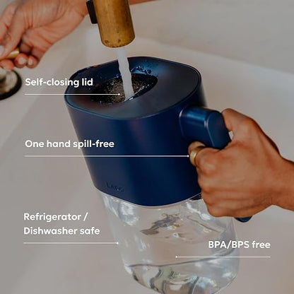 LARQ Water Filter Pitcher, 8-Cup - Removes Lead, PFAS, Chlorine & HAA5 | NSF-tested Nano Zero plant-based filter keeps healthy minerals; BPA-free, fits fridge, 60-gal filter, water jug, Monaco Blue