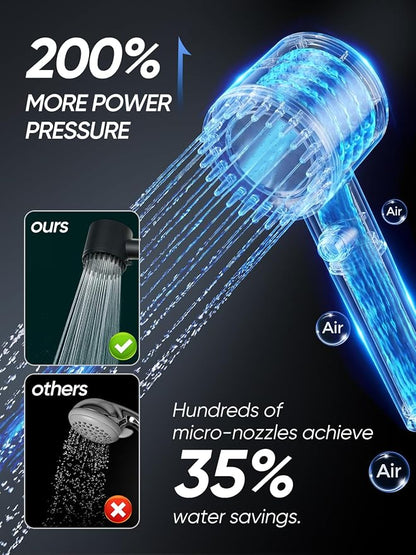Cobbe Filtered Shower Head with Handheld, High Pressure 4+1 Spray Mode Showerhead with Filters, Built-in Power Wash for Hard Water, Black