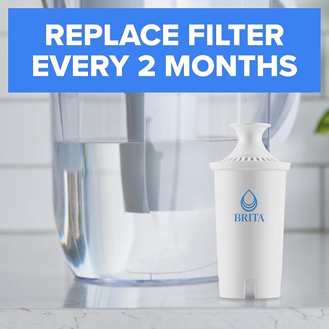 Brita Standard Water Filter for Pitchers and Dispensers, Reduces Copper, Cadmium and Mercury Impurities, Lasts Two Months or 40 Gallons, Includes 6 Filters for Pitchers