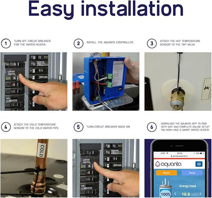 Smart Water Heater Timer: Optimize Hot Water Usage - Compatible with Alexa - Installs in Minutes, No Plumbing Required. Compatible with Gas Water Heaters. Leak Sensor Included.