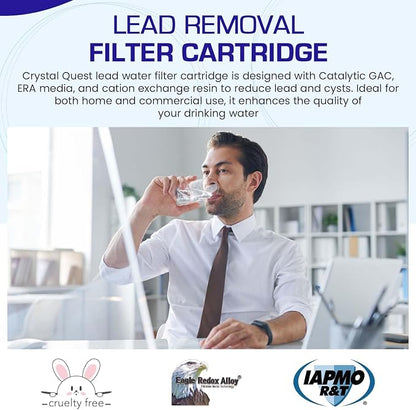 Crystal Quest Lead Water Filter Cartridge – Advanced Lead & Cyst Filtration, Durable PP Build, Steady Flow, Easy Installation, Long-Lasting Use, Fit for Crystal Quest Systems - 2-7/8" x 9-3/4"