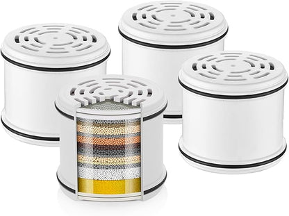 Cobbe 4 Pack Replacement Filters for Fixed Showerheads - Water Softener Filters Beads for Hard Water - Remove Chlorine - Reduces Dry Itchy Skin