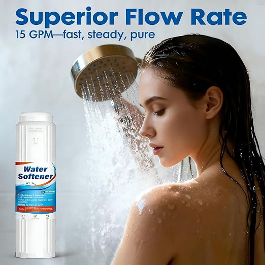 Salt Free Water Softener Systems Replacement Cartridge, 20 x 2.5‘’ Whole House Water Softener, Highly Reduces Hardness, Limescale, Chlorine & Odor, Delivers Pure & Healthy Water| Protect Appliances