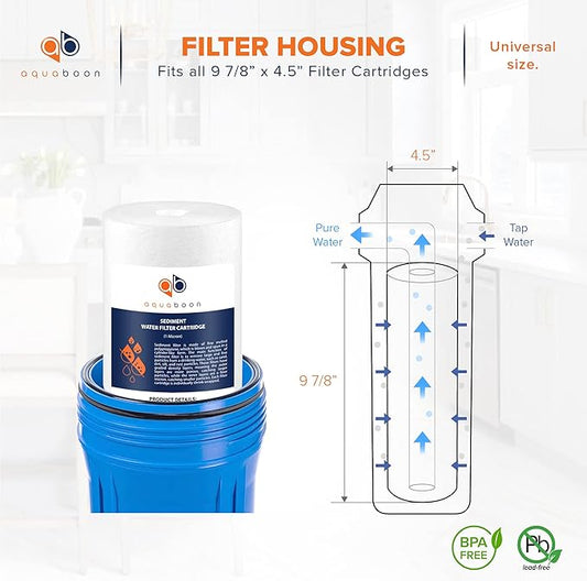 Aquaboon Whole House 1 Micron Water Filter 10 x 4.5 Against Sediment Water Filter Cartridge Replacement Compatible with DGD-5005, AP810, 2-Pack