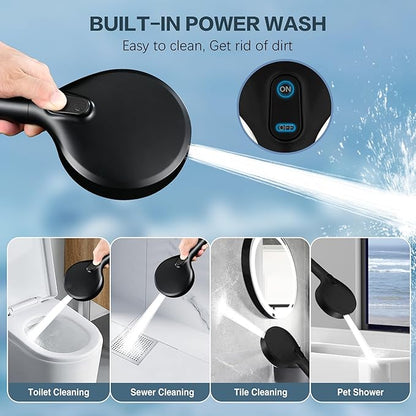 BRIGHT SHOWERS Filtered Shower Head with Handheld, High Pressure 9 Spray Mode Showerhead with Long Hose and Bracket, Water Softener Filters Beads for Hard Water - Removes Chlorine, Matte Black