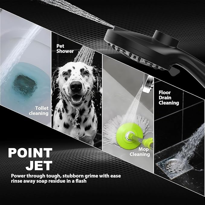 Rain Shower Head with filtered Handheld High Pressure rainfall Shower Heads with Handheld Spray Combo Adjustable one-piece stand daul shower head Built-in Magnetic Docking and Power Jets-matter black