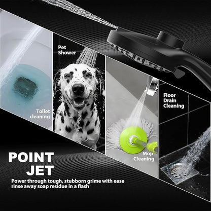 Rain Shower Head with filtered Handheld High Pressure rainfall Shower Heads with Handheld Spray Combo Adjustable one-piece stand daul shower head Built-in Magnetic Docking and Power Jets-matter black