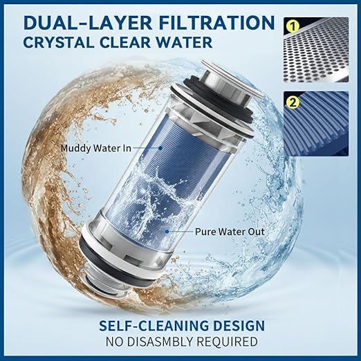 Whole House Reusable Spin Down Sediment Water Filter 40 Micron, Flushable Brass Pre-Filter for Well & City Water, Water Hammer Protection, Easy Horizontal/Vertical Install, 1" MNPT + 3/4" FNPT