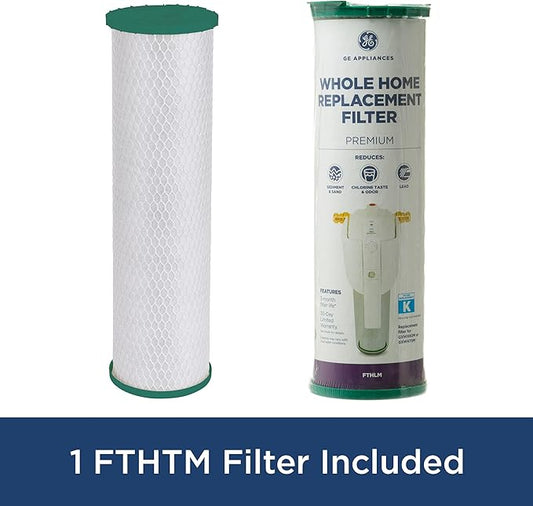 GE Smart Home Water Filter System + Advanced Replacement Filter (FTHTM) | Water Filtration System Reduces Odor, Sediment & Rust | WiFi Enabled | Three-Month Filter Life