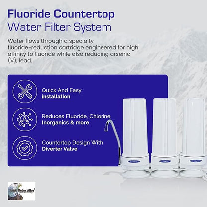 Crystal Quest Countertop Water Filter System – 8-Stage Triple Fluoride Plus Filtration for Kitchen Faucets, Removes Chlorine, Heavy Metals & VOCs, Long-Lasting 10,000-Gallon Faucet Filter