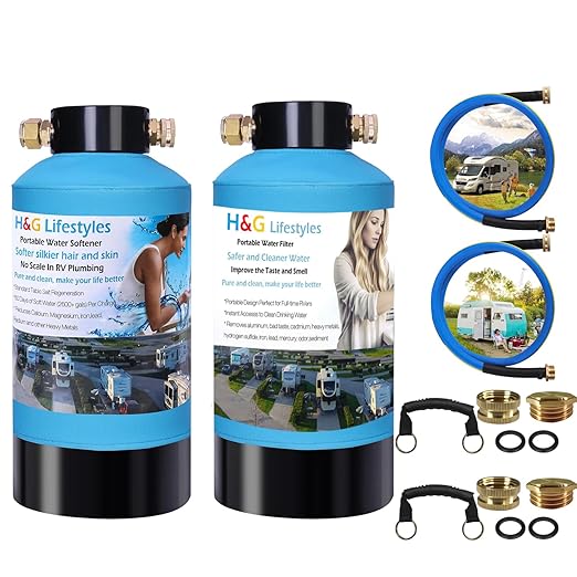 H&G Lifestyles Portable Water Softener Water Filter for RV Water Filter Water Filtration System for RVers