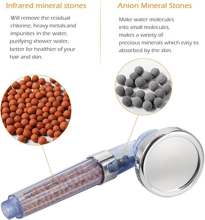 Filtration Stone Beads Filter for Filtered Shower Head, Mineral Stone Bead Balls for Purifying Water (Red Gray)