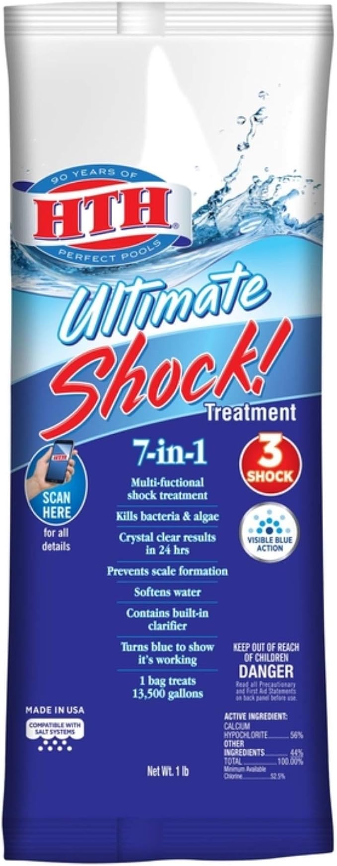 HTH 52027 Ultimate Shock Treatment Swimming Pool Chlorine Cleaner, 1 lb