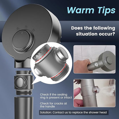PWERAN Filtered Shower Head with Handheld, High Pressure 4 Spray Mode Showerhead with Filters, Water Softener Filter Beads for Hard Water with ON/OFF Switch for Pets - Remove Chlorine (Gray)