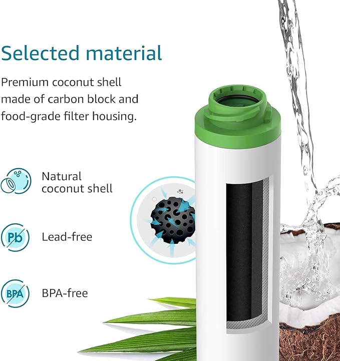 AQUA CREST FQK2J Under Sink Water Filter, Replacement for GE FQK2J, FQK1K, Compatible with GE GXK255TBN, NSF/ANSI 42 372 Certified, 1320 Gallons Dual Flow Drinking Water Replacement Filters, 2 Pack