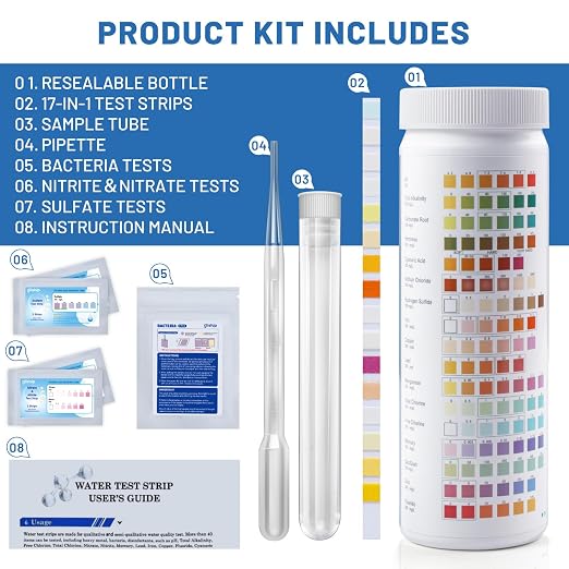 2025 All-New 21 in 1 Water Testing Kits for Drinking Water - gliship Accurate Water Test Kit for Tap, Pond, House, Well, Home, Pool Test Strips for PH, Lead, Chlorine, Hardness, Bacteria & More