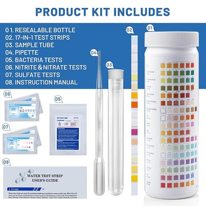 2025 All-New 21 in 1 Water Testing Kits for Drinking Water - gliship Accurate Water Test Kit for Tap, Pond, House, Well, Home, Pool Test Strips for PH, Lead, Chlorine, Hardness, Bacteria & More
