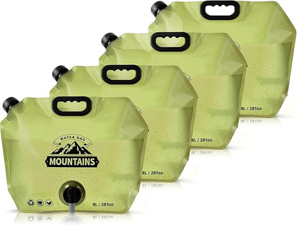 Collapsible 8L Water Storage Bag, BPA-Free Portable Folding Water Jug with Adjustable Faucet, Leakproof Emergency Water Bag for Camping, Hiking, Riding, Outdoor Sport (4, Green)