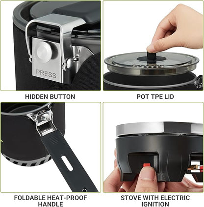ATEPA Backpacking Stove Camping Cooking Gear for Outdoor Hiking Hunting Fishing
