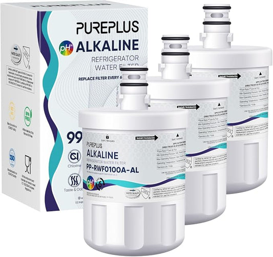 PUREPLUS Alkaline 5231JA2002A Replacement for LG LT500P, ADQ72910901, GEN11042FR-08, Kenmore 9890, 469890, HDX FML-1, ADQ72910907, LSC27925ST, LFX25974ST, LFX25973D, Refrigerator Water Filter, 3Pack