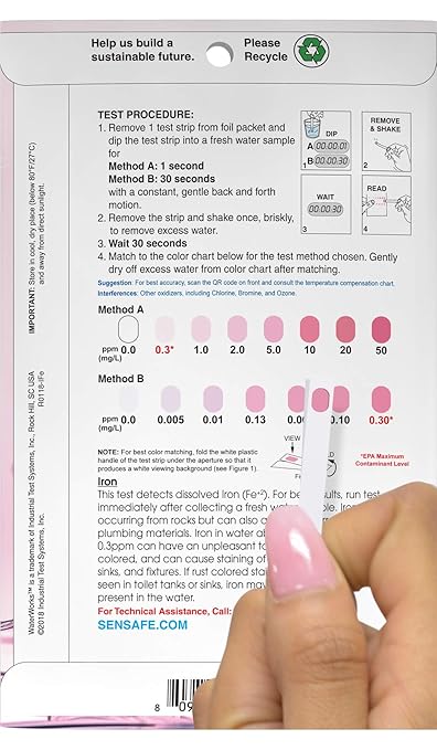 Industrial Test Systems 481146 Sensafe Iron (Ida's) Water Test Strips 30 Pack