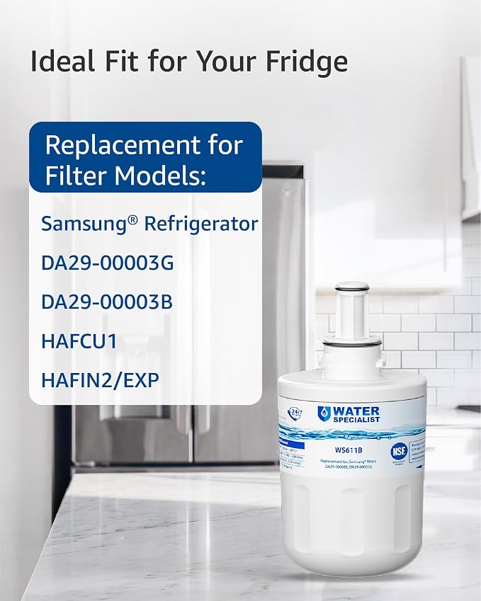 Waterspecialist WS611B Water Filter Replacement for Samsung® DA29-00003G | Replacement for DA29-00003B, Aqua-Pure Plus, RSG257AARS, RFG237AARS, HAFCU1, RS22HDHPNSR, WSS-1, Refrigerator Water Filter