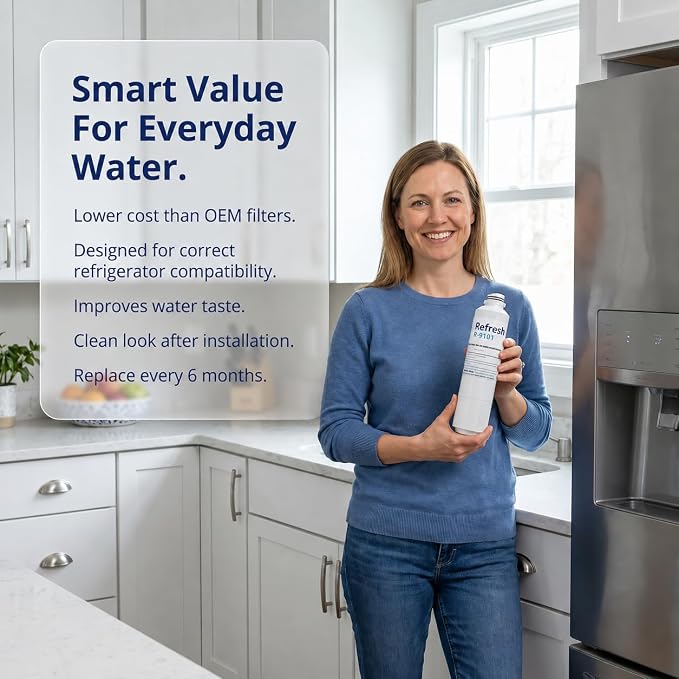 Refresh R-9101 Refrigerator Water Filter Replacement for Samsung DA29-00020A, DA29-00020B, HAF-CIN/EXP, NSF/ANSI 42, 6-Month 300 Gallon Filter (1 Pack, Standard)
