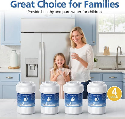 MWF Water Filter Compatible with GE® MWF®, SmartWater MWFP, MWFA, MWFINT | GWF, GWFA, HDX FMG-1, Kenmore® 9991, High Efficiency Filtration and Every 6 Months Value, NSF Certified, 4 Pack